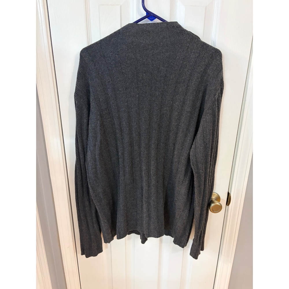 Armani Collezioni Sweater Womens Large Grey Silk Cashmere Ribbed Button Shoulder - Picture 6 of 7